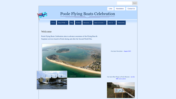 Screenshot of the Poole Flying Boats Celebration Limited website