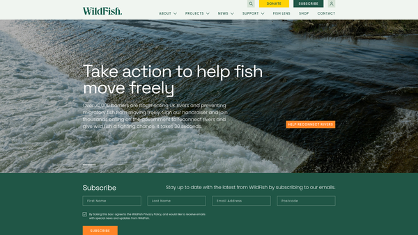 Screenshot of the Wild Fish Conservation website