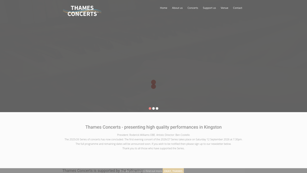 Screenshot of the The Thames Concerts Society website