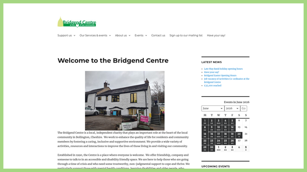 Screenshot of the Bollington Community Association CIO website