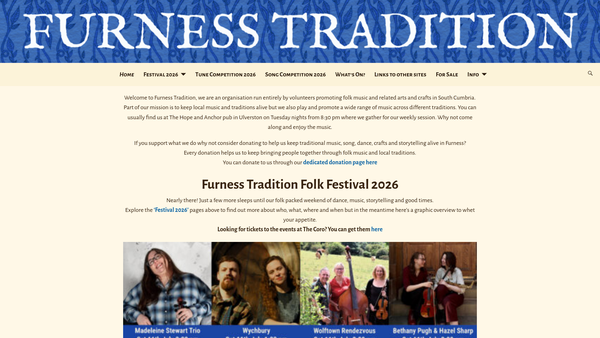 Screenshot of the Furness Tradition website