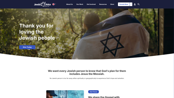 Screenshot of the Jewish Voice Ministries UK website