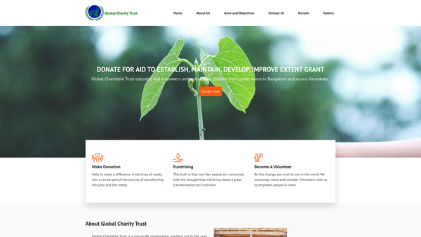 Screenshot of the Global Hospital And Educational Charitable Trust website