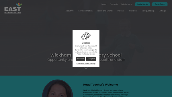 Screenshot of the Wickham Market Community Primary School website
