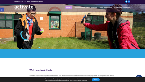Screenshot of the Activate Community And Education Services website