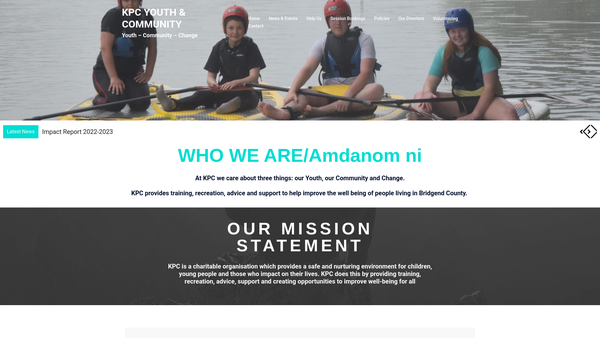 Screenshot of the Kpc Youth And Community website