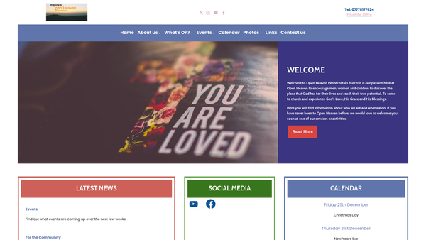 Screenshot of the Open Heaven (Wednesbury) website