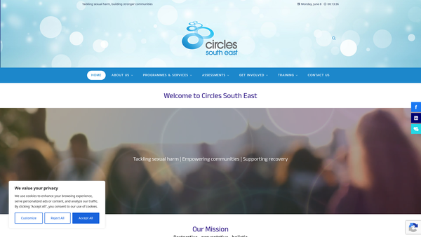 Screenshot of the Circles South East website