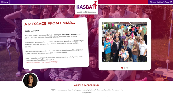 Screenshot of the Kent Association For Spina Bifida And Hydrocephalus website