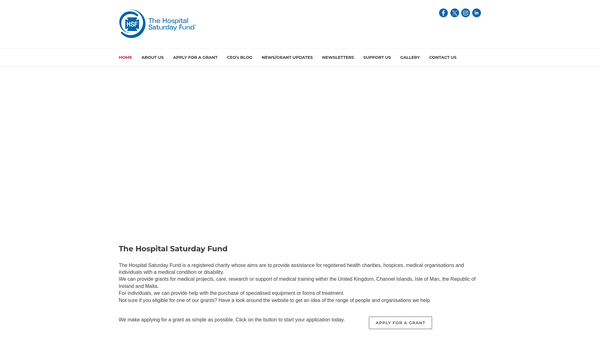 Screenshot of the The Hospital Saturday Fund website