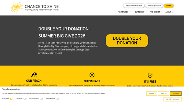 Screenshot of the Chance To Shine Foundation Ltd website