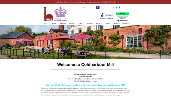 Screenshot of the Coldharbour Mill Trust Limited website