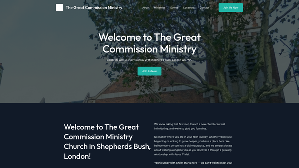 Screenshot of the The Great Commission Ministry website