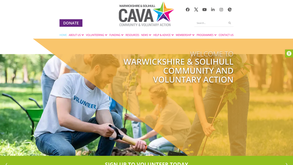 Screenshot of the Warwickshire Community And Voluntary Action website