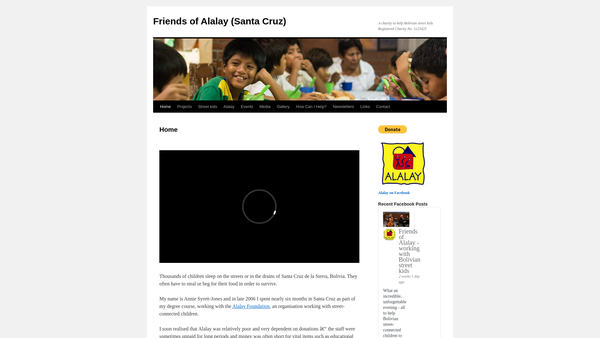 Screenshot of the Friends Of Alalay (Santa Cruz) website