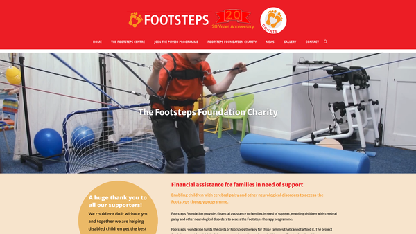 Screenshot of the Footsteps Foundation website
