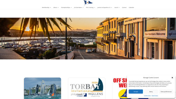 Screenshot of the Torbay Youth Sailing Trust website