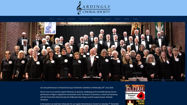 Screenshot of the Ardingly Choral Society website