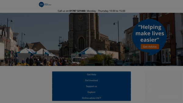 Screenshot of the Sudbury & South Suffolk Citizens Advice website