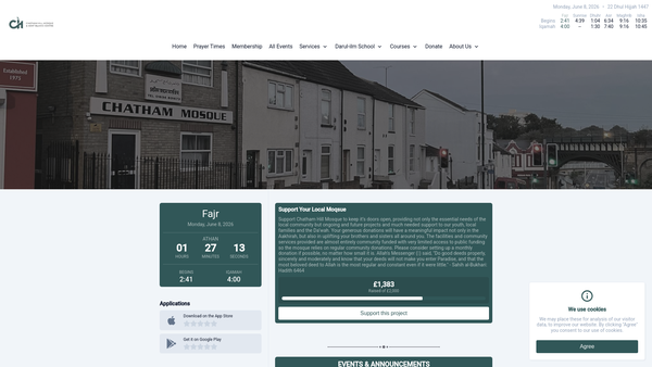 Screenshot of the Kent Islamic Centre website