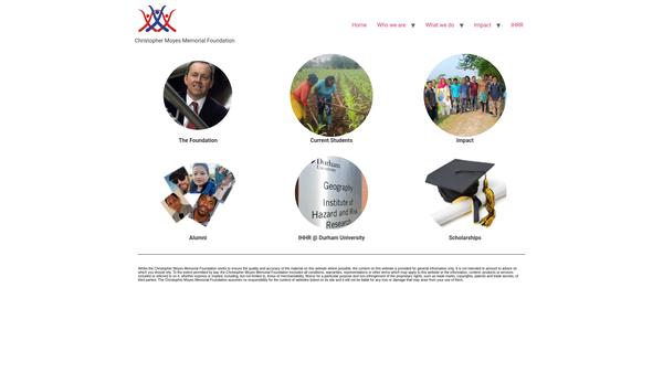 Screenshot of the The Christopher Moyes Memorial Foundation website