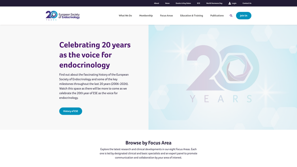 Screenshot of the European Society Of Endocrinology website