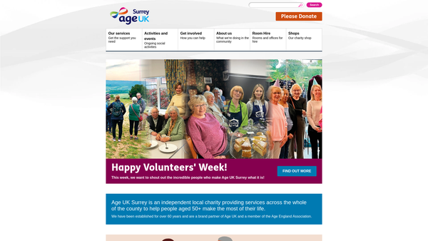 Screenshot of the Age UK Runnymede And Spelthorne website