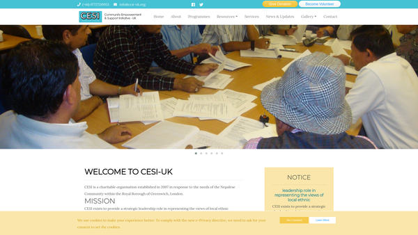 Screenshot of the Community Empowerment And Support Initiatives - UK website
