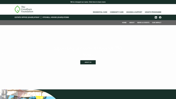 Screenshot of the The Greatham Foundation Ltd website