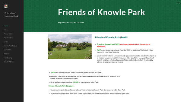 Screenshot of the Friends Of Knowle Park website