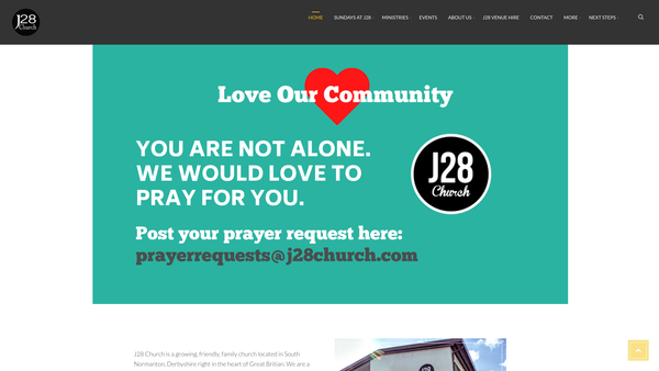 Screenshot of the The Junction 28 Church website