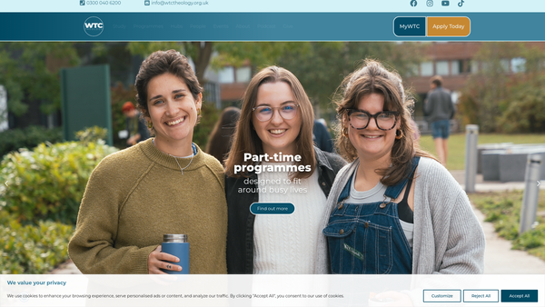 Screenshot of the Westminster Theological Centre website