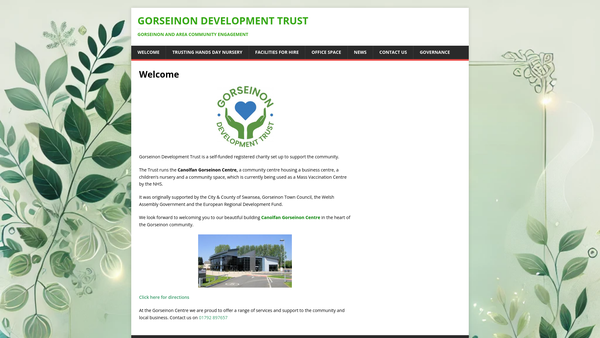 Screenshot of the Gorseinon Development Trust website