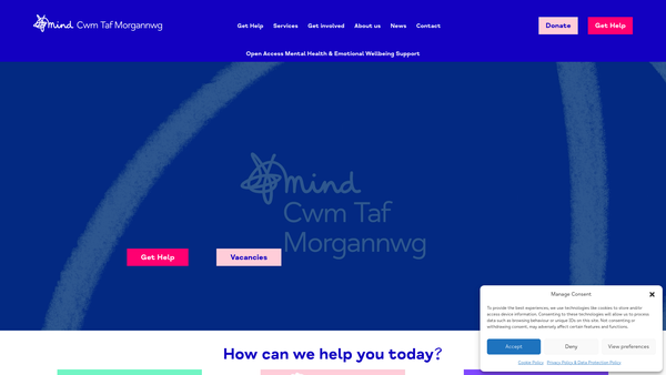 Screenshot of the Cwm Taf Morgannwg Mind website