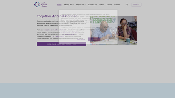 Screenshot of the Together Against Cancer website