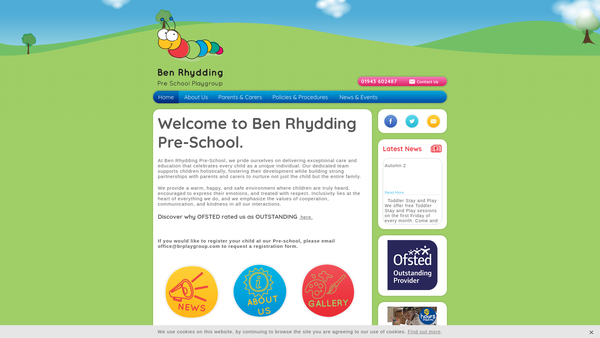 Screenshot of the Ben Rhydding Pre-School Playgroup website