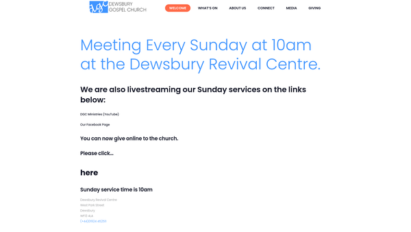 Screenshot of the Dewsbury Gospel Church website