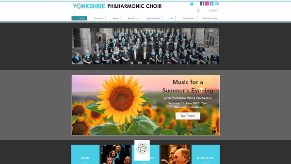 Screenshot of the Yorkshire Philharmonic Choir Limited website