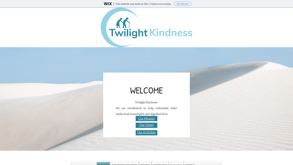 Screenshot of the Twilight Kindness website