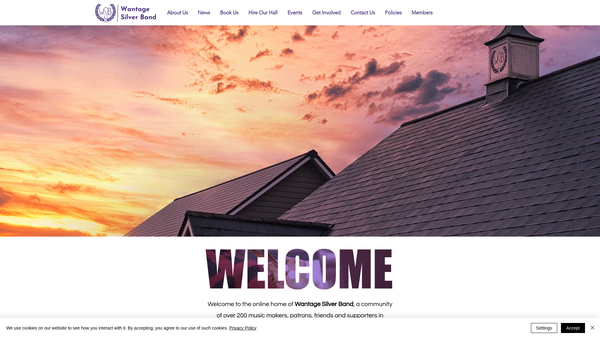 Screenshot of the Wantage Silver Band website