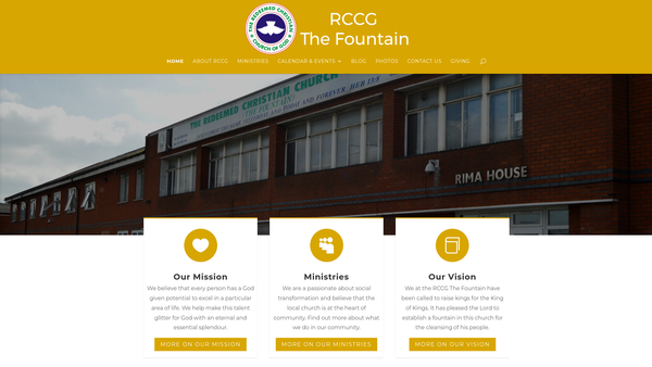 Screenshot of the The Redeemed Christian Church Of God (The Fountain) website