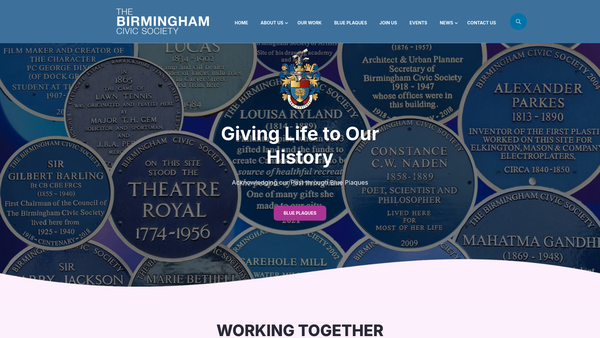 Screenshot of the The Birmingham Civic Society website