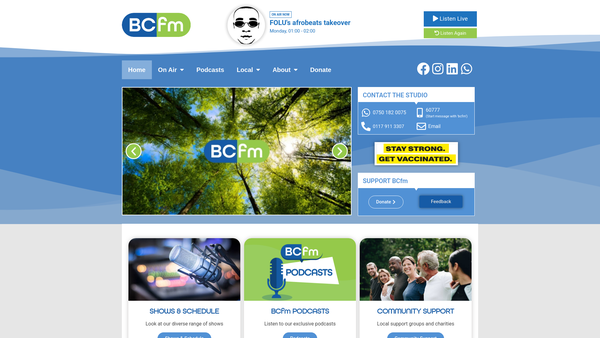 Screenshot of the Bristol Community FM Ltd website