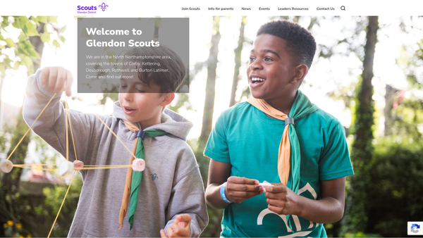 Screenshot of the Glendon District Scout Council website