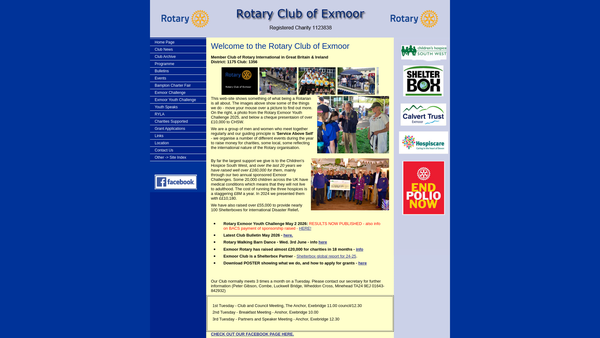 Screenshot of the Exmoor Rotary Club website