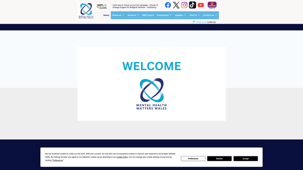 Screenshot of the Mental Health Matters Wales Limited website