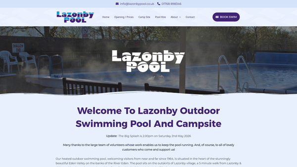 Screenshot of the Lazonby And District Swimming Pool Association Limited website