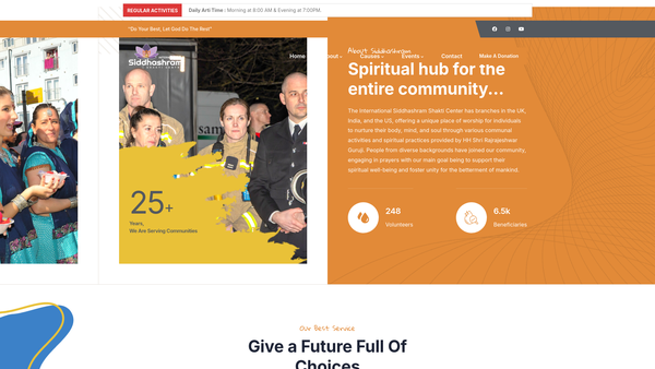 Screenshot of the Int. Siddhashram Shakti Centre website
