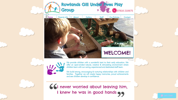 Screenshot of the Rowlands Gill Under Fives (Company) website