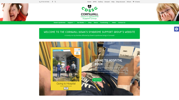Screenshot of the Cornwall Downs Syndrome Support Group website
